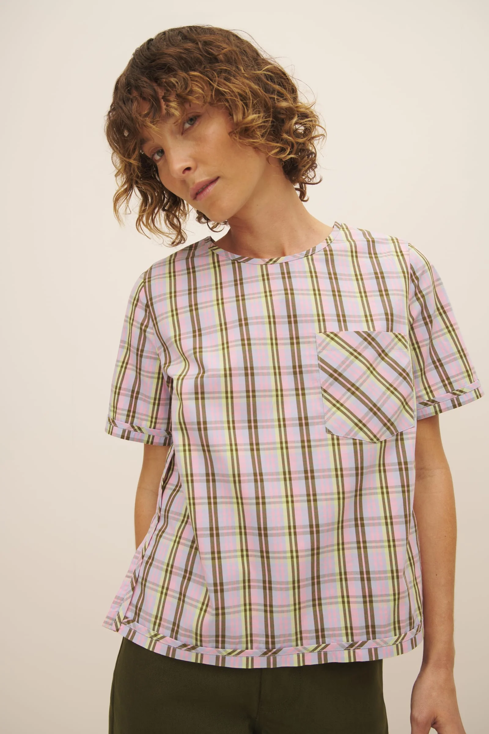 Adrian Top - Pink Tartan - Image 4