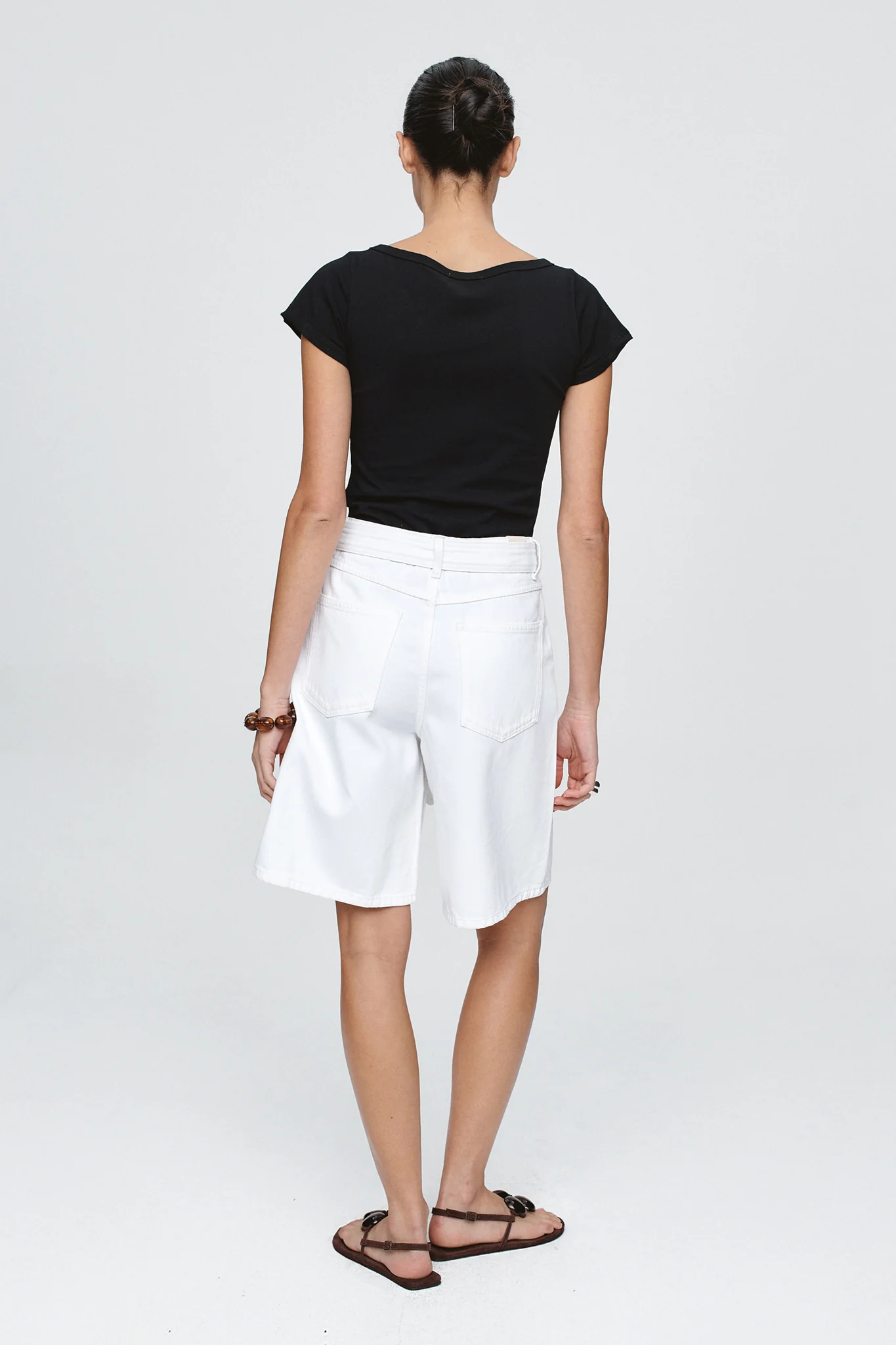 Belted Jean Short - Blanc - Image 5