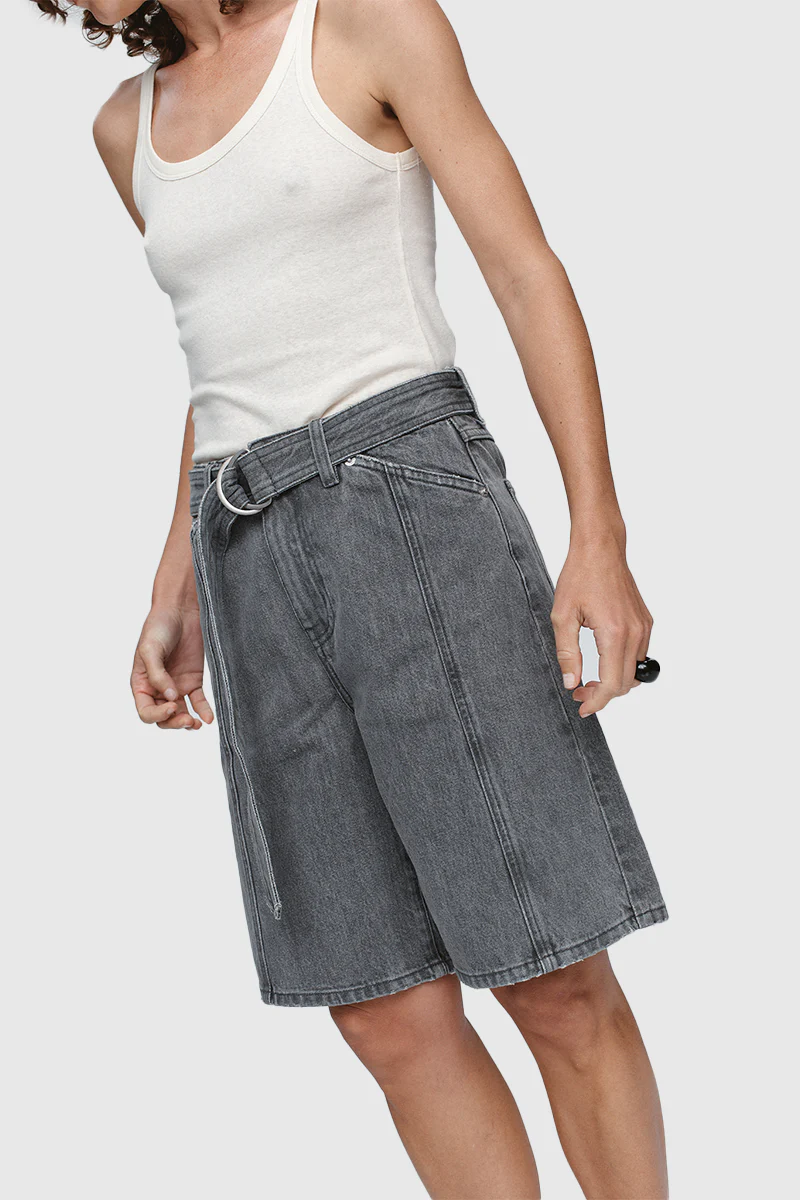 Belted Jean Short - Stone - Image 6