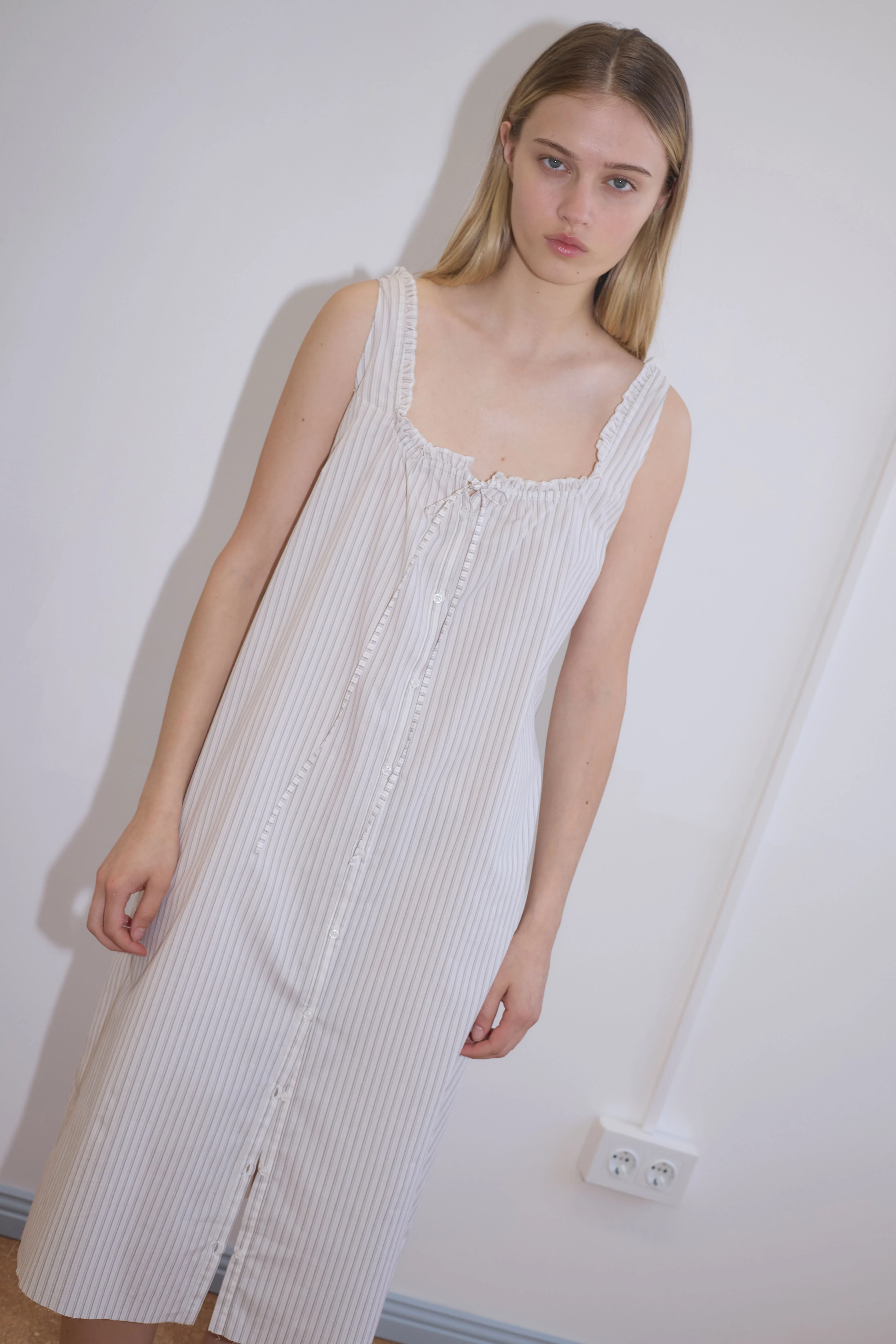 Button Sweep Dress - Gull Stripe - Image 2