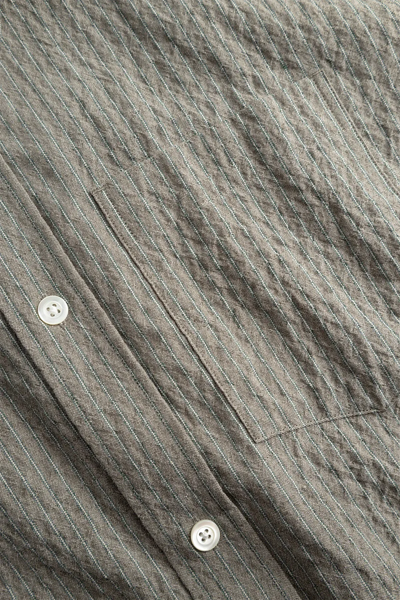 Falster Oversized Textured Stripe Shirt - Vetiver - Image 3