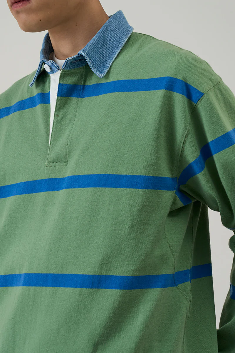 Langdon Rugby Shirt - Olive / Blue - Image 2
