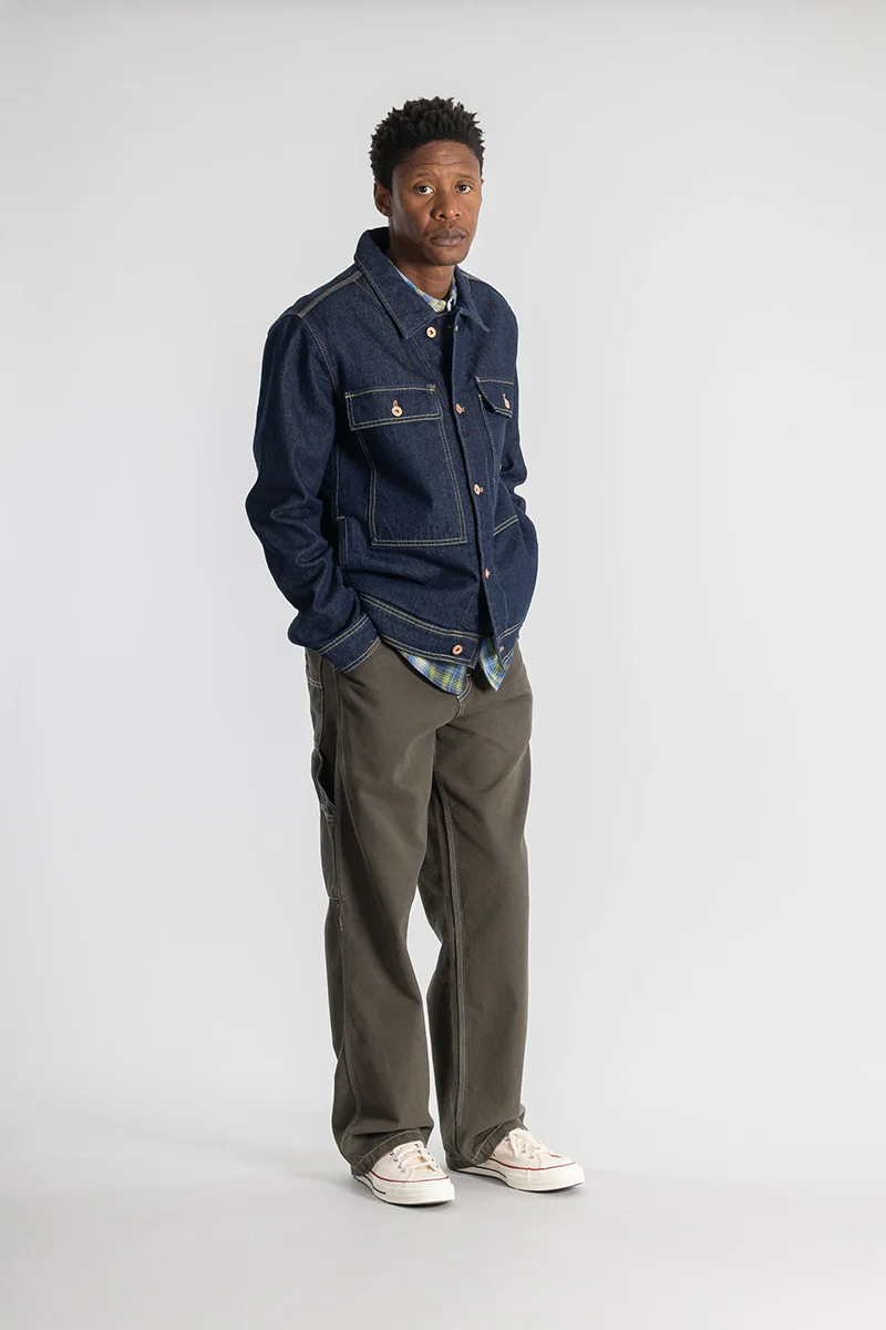 Lined Trucker Jacket - Single Rinse Denim - Image 3