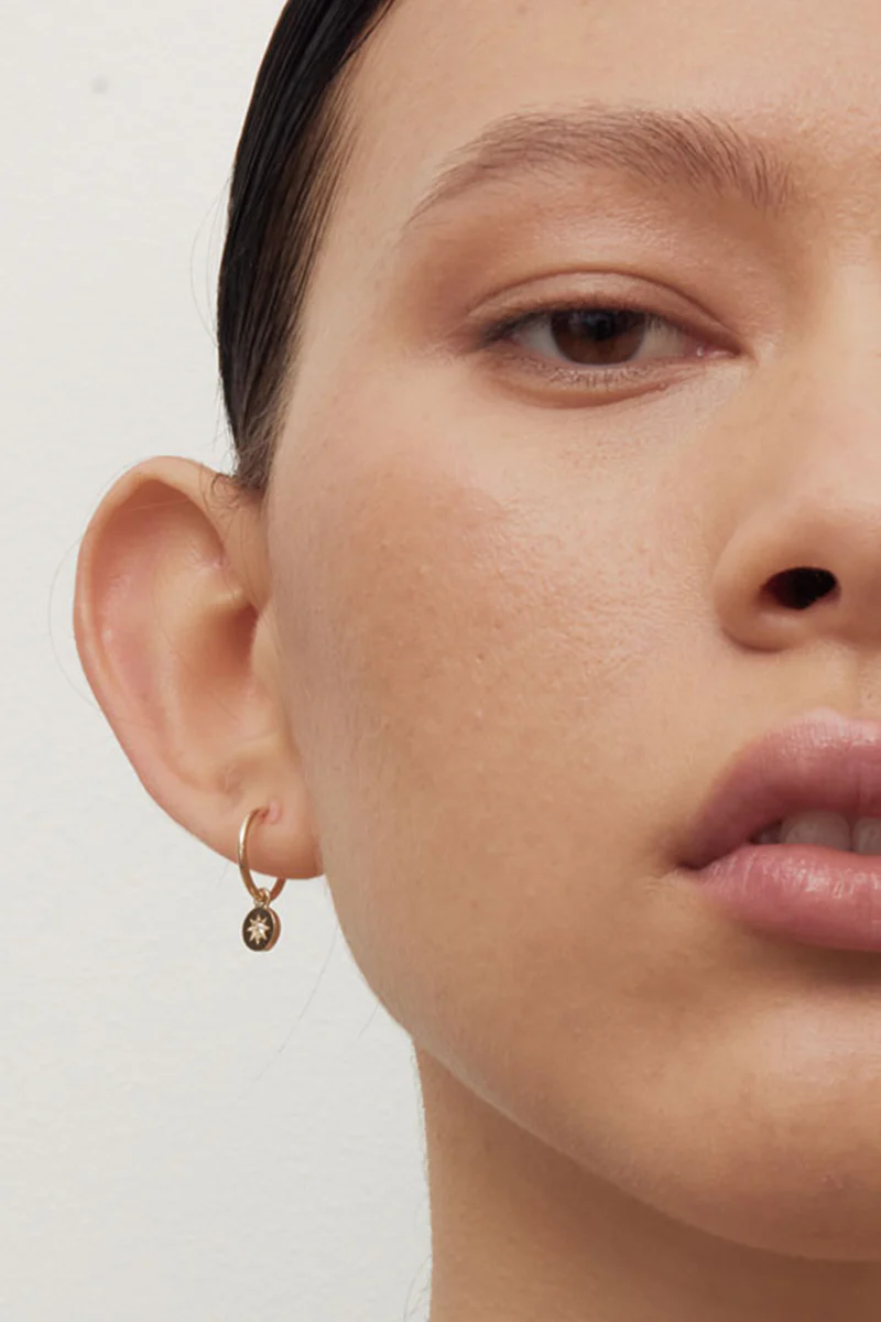 Lulu Signature Hoops - Gold Plated / White Diamond