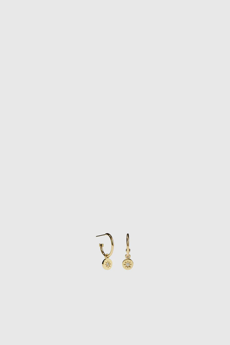 Lulu Signature Hoops - Gold Plated / White Diamond - Image 2