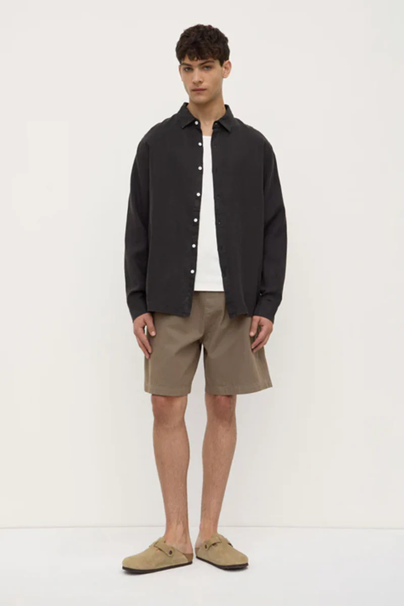 Mens Everyday Linen Long Sleeve Shirt - Black - Image 3