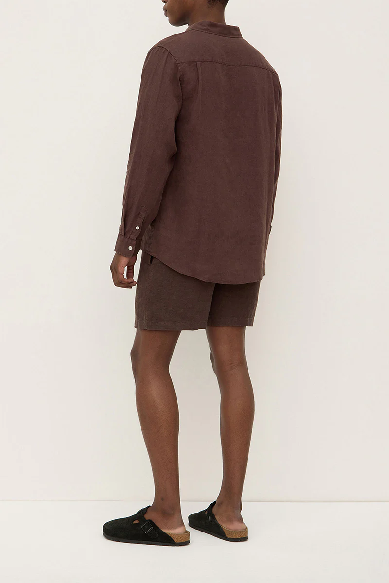 Mens Everyday Linen Long Sleeve Shirt - Ganache - Image 3