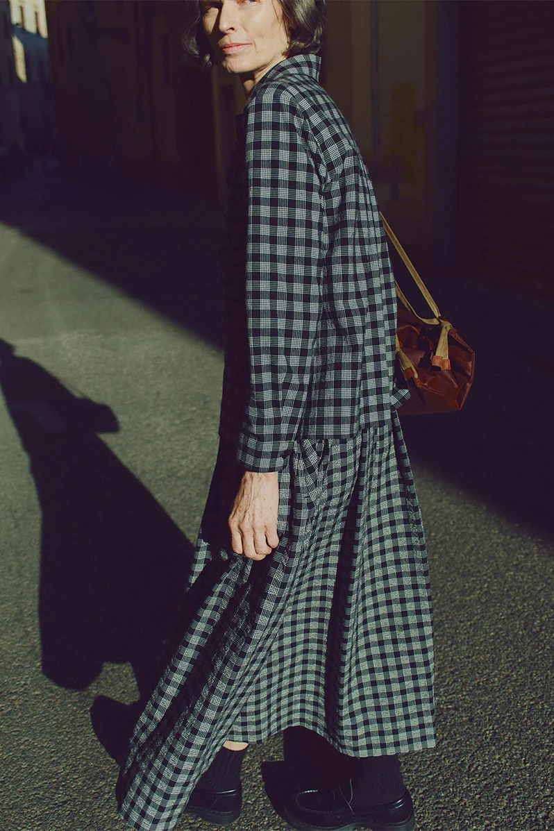 Ollie Binding Check Cotton Wool Shirt - Black / Ecru - Image 6