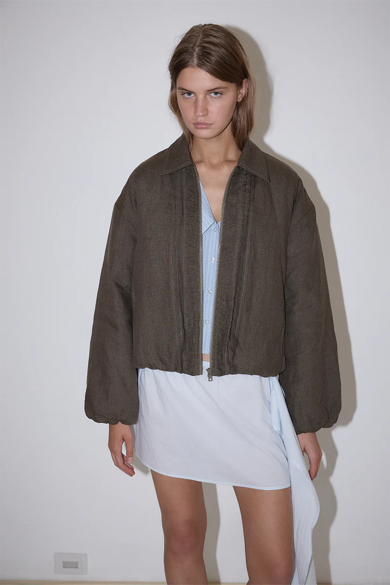 Pintuck Jacket - Khaki Stripe - Image 2