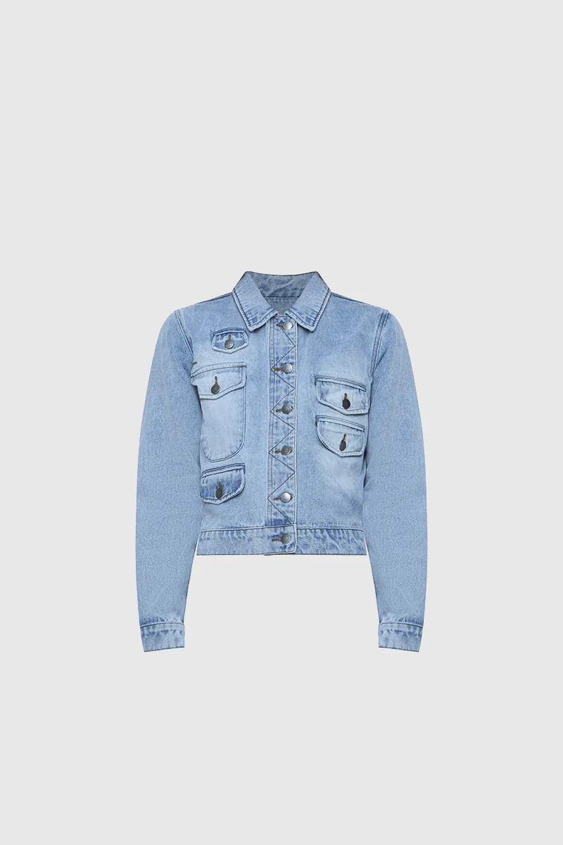 Utility Denim Jacket - Light Denim Blue - Image 2
